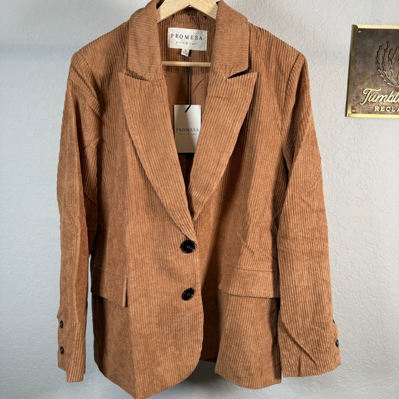 Promesa Jackets & Blazers - Promesa Corduroy Blazer Tan Button Front Women's Size Small